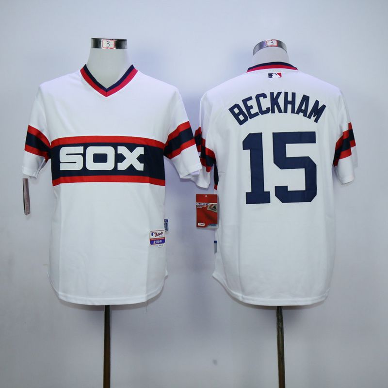 Men Chicago White Sox 15 Beckham White MLB Jerseys